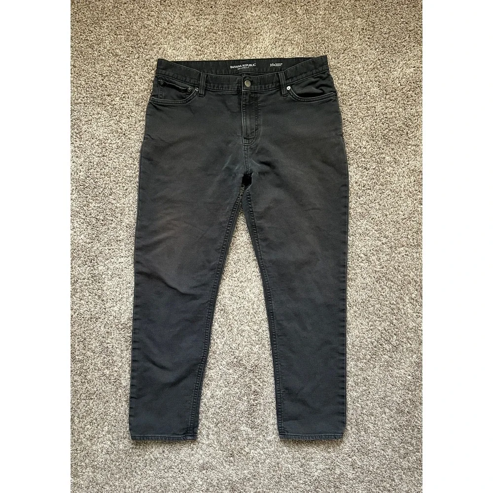 Banana Republic Traveler Slim Fit Pants Mens 35x30 Dark Gray Faded Black Stretch